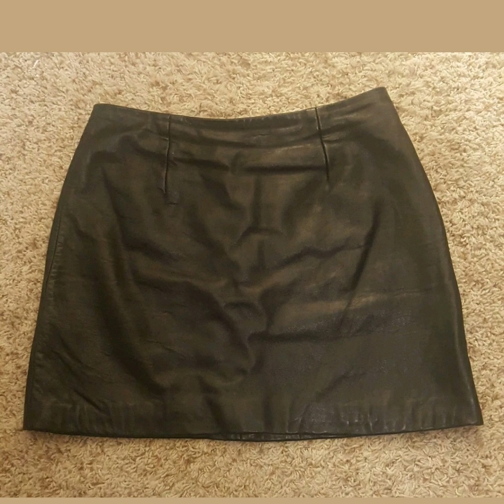 100% genuine leather mini skirt